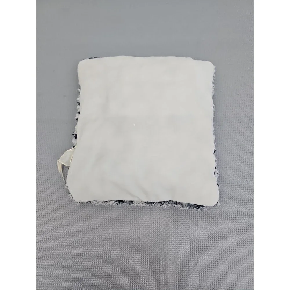 Zebra print Love pillow faux fur silky very soft black white fuzzy 12X12